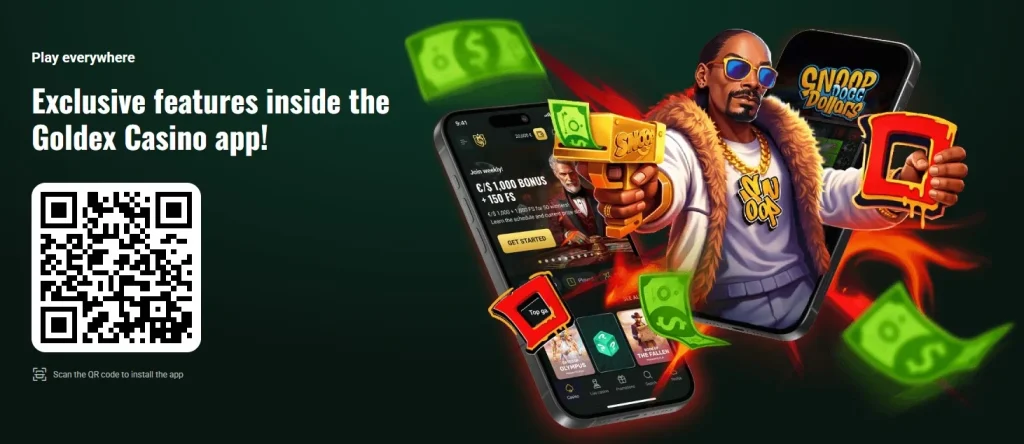 Goldex official mobile install page showing the operator